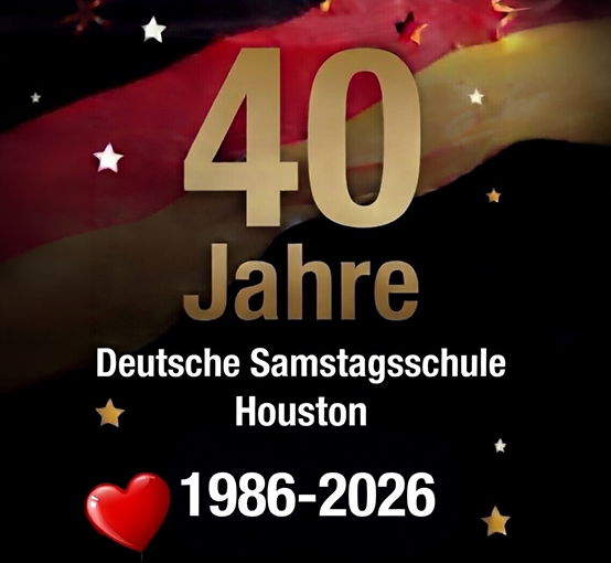 Veranstaltungs-Grafik zum 40-jährigen Jubiläum von DSS Houston! Enthält Textdetails zu den Jahren des Bestehens. 1986-2026