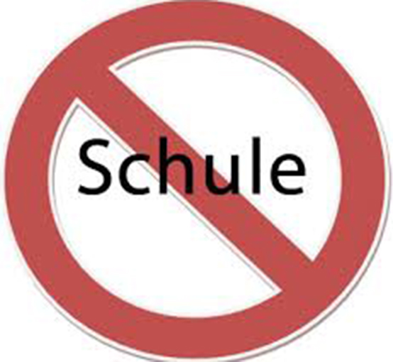 Kein Schulsymbol. Roter Kreis mit diagonalem Balken über dem Wort Schule.